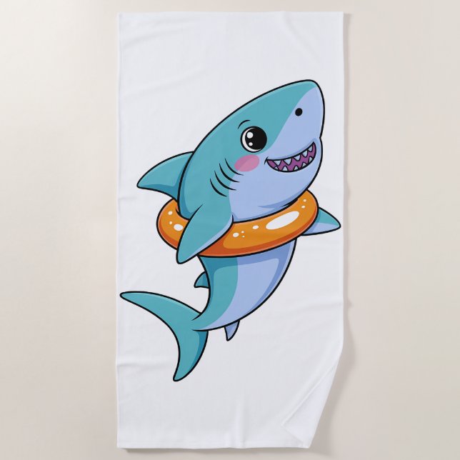 Cute Shark Baby With Float | Kids Strandtuch (Vorderseite)