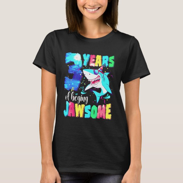 Cute Shark Birthday 3 Year Old Boys Girls 3rd Birt T-Shirt (Vorderseite)
