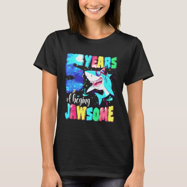 Cute Shark Birthday 5 Year Old Boys Girls 5th Birt T-Shirt (Vorderseite)