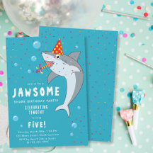 Cute Shark in Ocean Kids Birthday Party