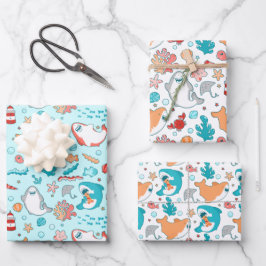 Cute Shark Pattern Geschenkpapier Set