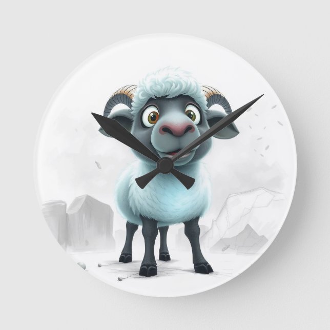 Cute Sheep Cozy Design Runde Wanduhr (Vorderseite)