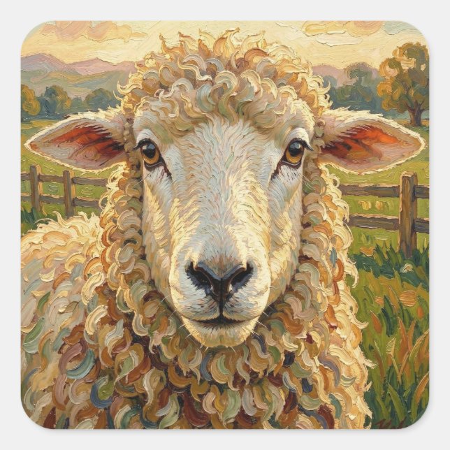 Cute Sheep on a Ranch  | Farm Animals Quadratischer Aufkleber (Vorderseite)