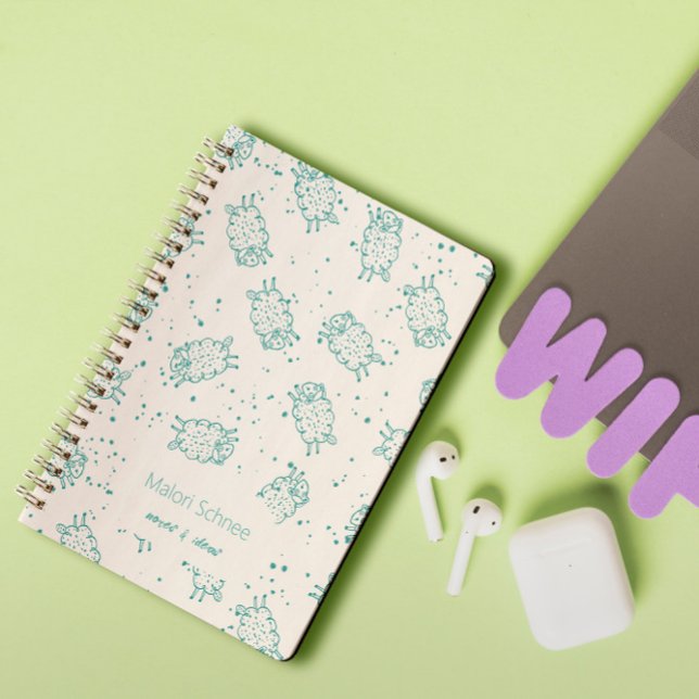 Cute Sheep – Whimsical Seamless Pattern Notizblock (Von Creator hochgeladen)