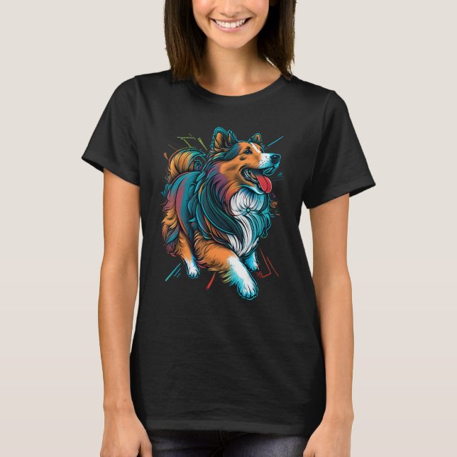 Cute Shetland Sheepdog Dog on Sheltie T-Shirt (Vorderseite)