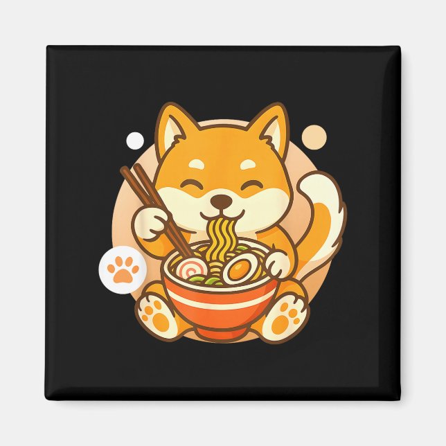 Cute Shiba Inu Dog Ramen Noodles Bowl Anime Kawaii Magnet (Vorne)
