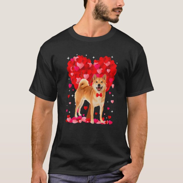 Cute Shiba Inu Dog Valentines Day Heart Puppy Love T-Shirt (Vorderseite)