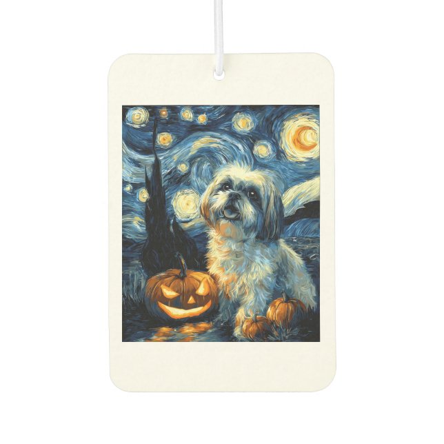 Cute Shih Tzu Dog Halloween Jack O Lantern Pumpkin Autolufterfrischer (Vorderseite)