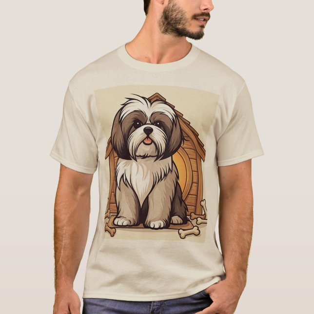 Cute Shih Tzu Doghouse illustration T-Shirt (Adorable Shih Tzu T-Shirt!)