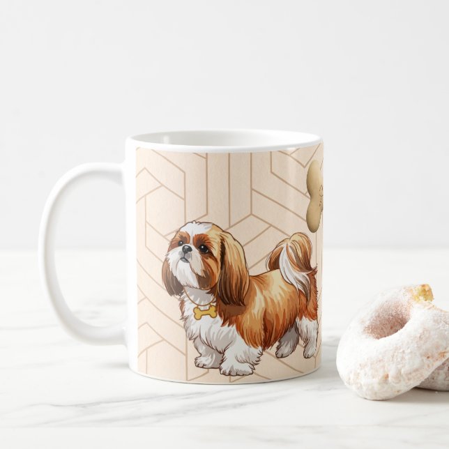Cute Shih Tzu Pattern Mug for Dog Lovers Kaffeetasse (Mit Donut)