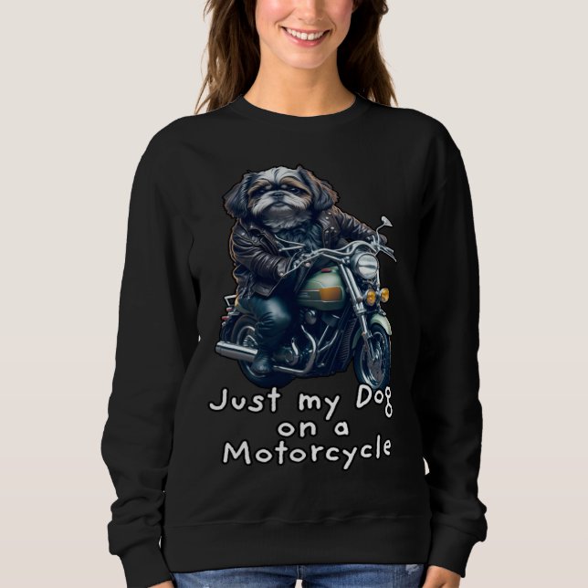 Cute Shih Tzu ride on a motorcycle  Christmas  1 Sweatshirt (Vorderseite)