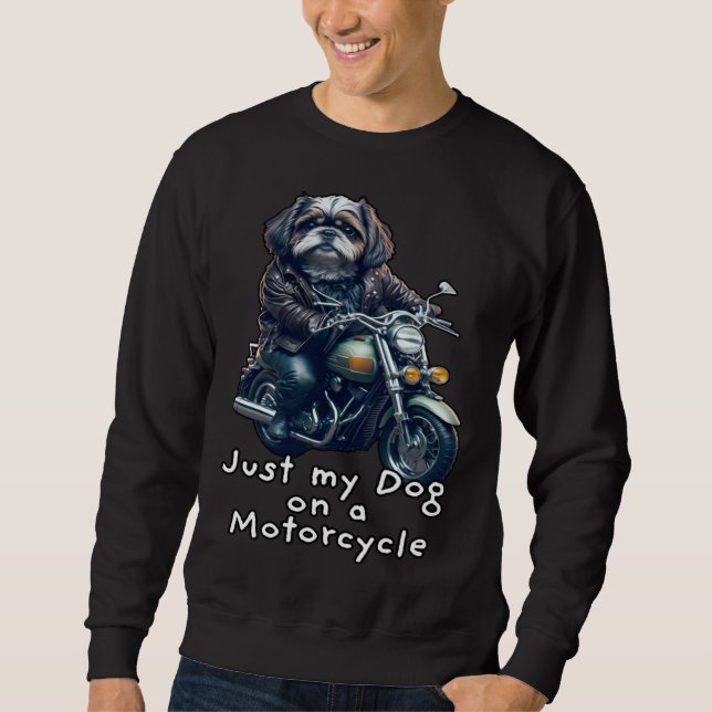Cute Shih Tzu ride on a motorcycle  Christmas  1 Sweatshirt (Vorderseite)