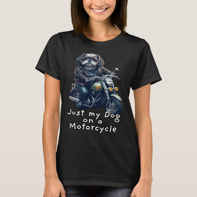 Cute Shih Tzu ride on a motorcycle  Christmas  1 T-Shirt (Vorderseite)