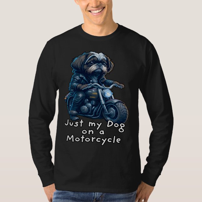 Cute Shih Tzu ride on a motorcycle  Christmas T-Shirt (Vorderseite)