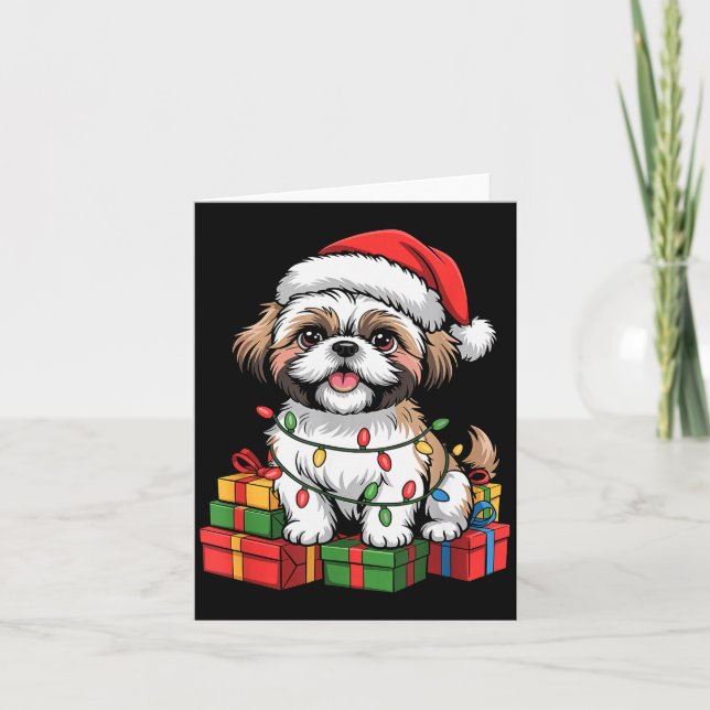 Cute Shih Tzu Santa Hat Christmas Xmas Dog Lovers  Karte (Vorderseite)