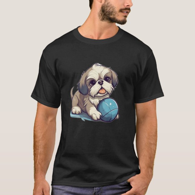 Cute Shih Tzu With Blue Ball for Dog T-Shirt (Vorderseite)