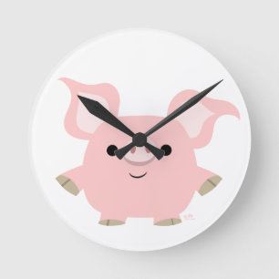 Cute Shorty Cartoon Pig Wall Clock Runde Wanduhr