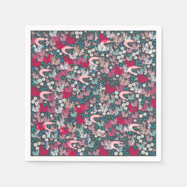 Cute Shrimp Paper Napkins Serviette (Vorderseite)