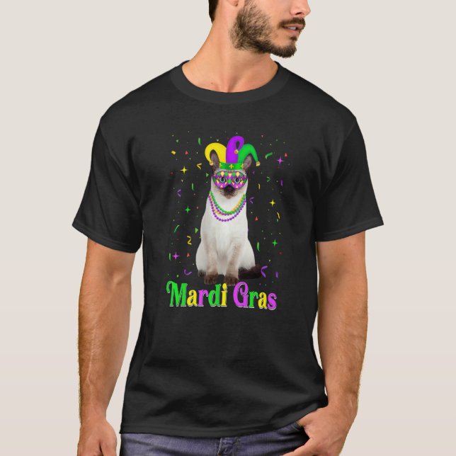 Cute Siamese Cat Animals Mardi Gras Carnivals T-Shirt (Vorderseite)