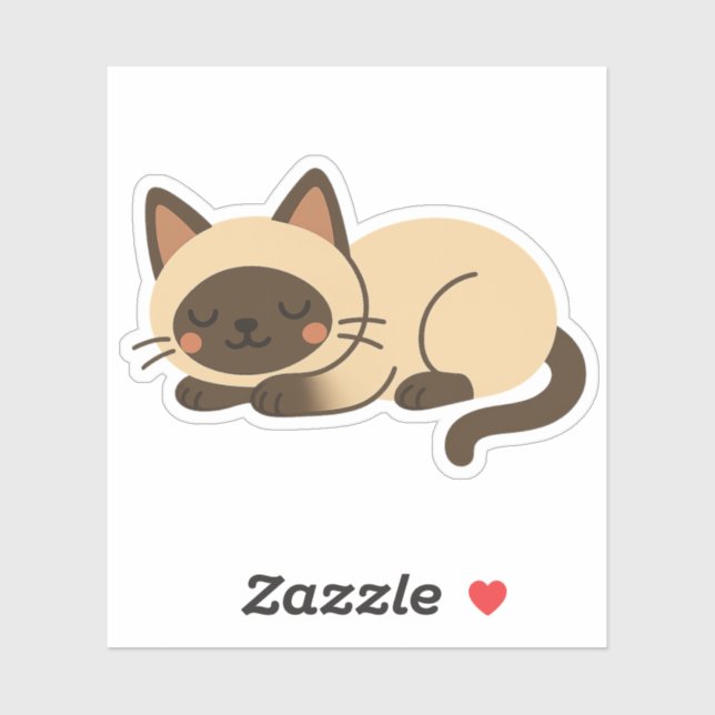 Cute Siamese Cat Sleeping – Kawaii Style Aufkleber (Blatt)