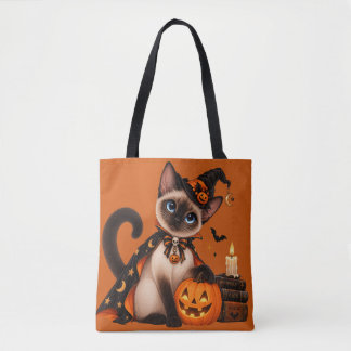 Cute Siamese Cat Witch Halloween