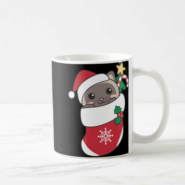 Cute Siamese Cats In Christmas Stockings For Chris Kaffeetasse (Rechts)