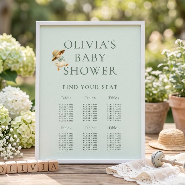 Cute Silly Goose 6 Table Seating Chart Baby Shower Poster (Von Creator hochgeladen)