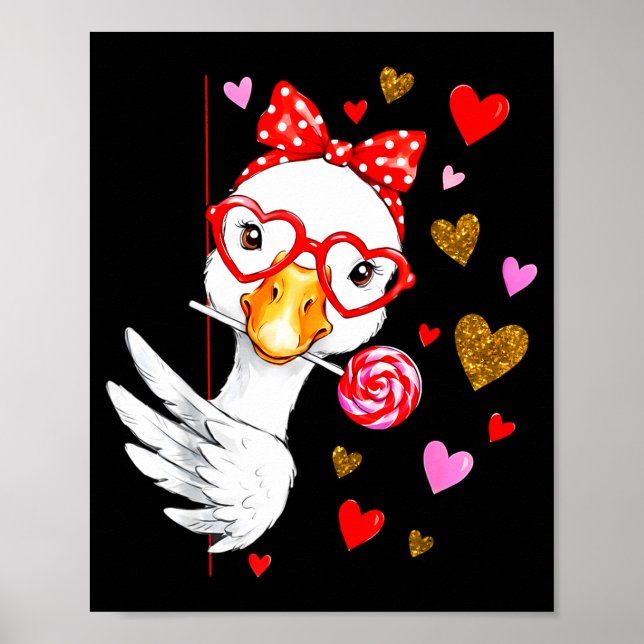 Cute Silly Goose Coquette Bow Valentine's Day Men  Poster (Vorne)