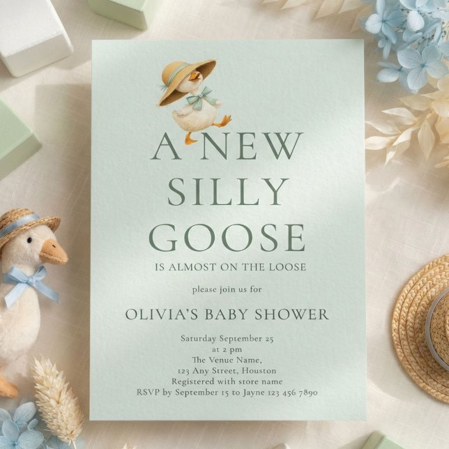 Cute Silly Goose Gender Neutral Baby Shower Einladung (Von Creator hochgeladen)
