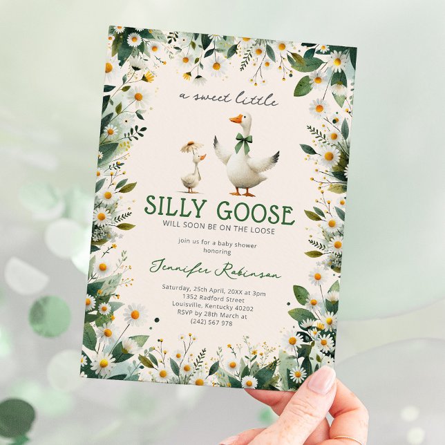 Cute Silly Goose Gender Neutral Baby Shower Einladung (Von Creator hochgeladen)