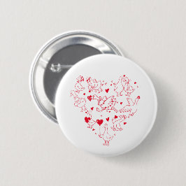 Cute Silly Goose Heart Valentine Button Pin