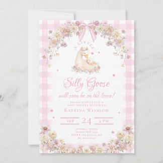 Cute Silly Goose Wildflower Girl Baby Shower Einladung
