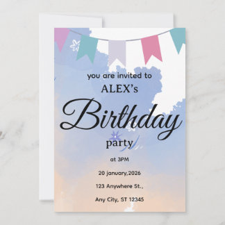 Cute Simple Birthday Party Invitation Einladung