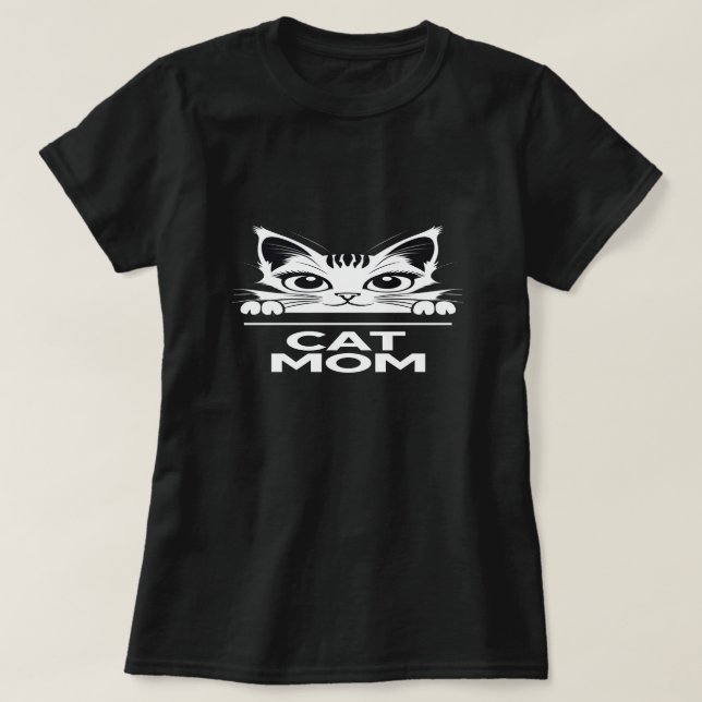 Cute simple design womens black cat lover mom  T-Shirt (Design vorne)