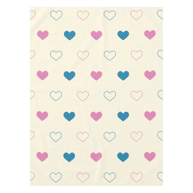 Cute Simple Heart Muster blau rosa creme Tischdecke (Vorderseite)