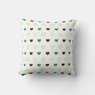 Cute Simple Heart Muster blau schwarz creme Kissen