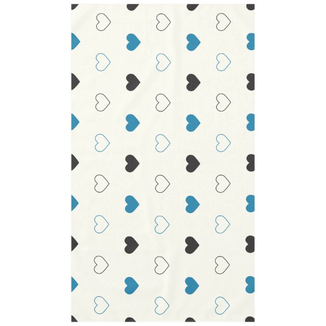 Cute Simple Heart Muster blau schwarz creme Tischdecke (Vorderseite)