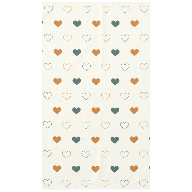 Cute Simple Heart Pattern Orange Cream Green Tischdecke (Vorderseite)