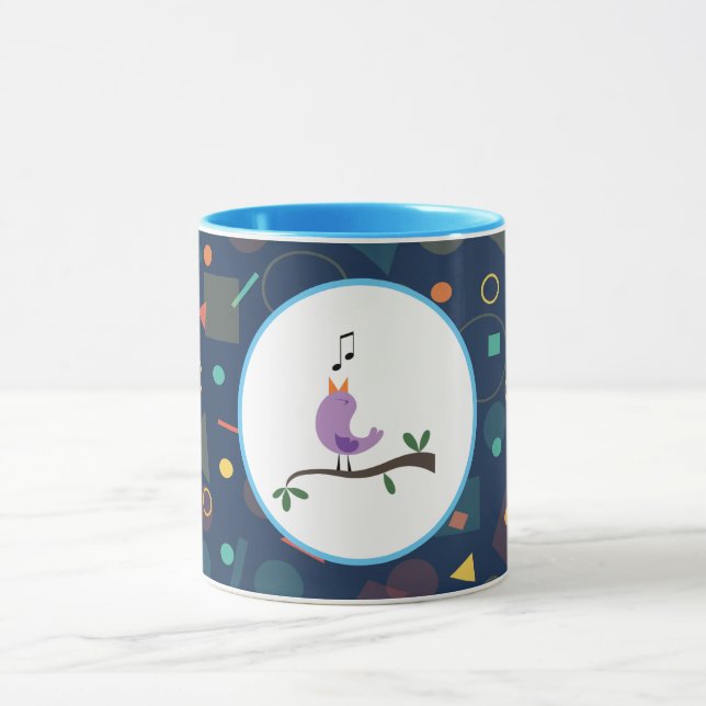 Cute Singing Bird Kids Pattern Illustration Tasse (Zentrum)