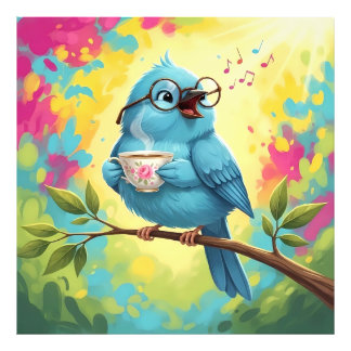  Cute Singing Blue Bird Photo Enlargement Fotodruck