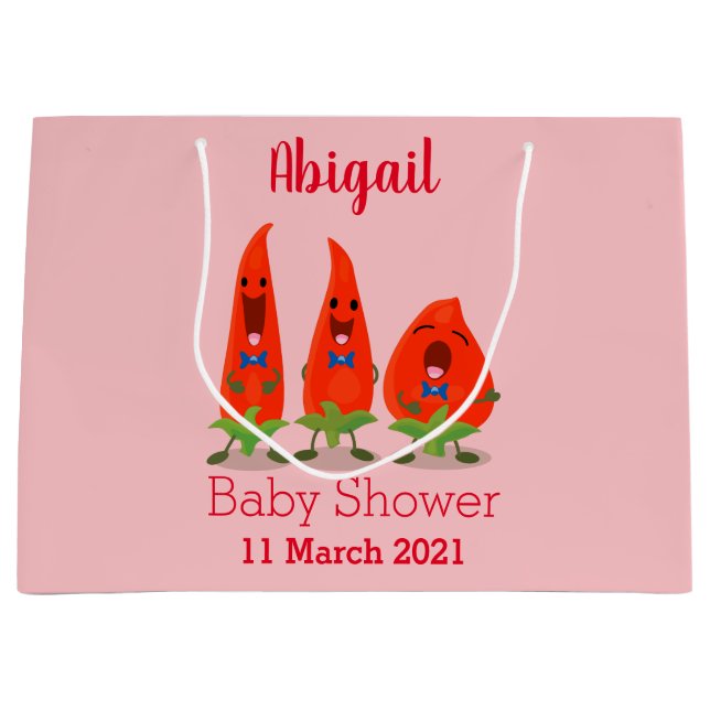 Cute singing chilli peppers cartoon illustration große geschenktüte (Vorderseite)