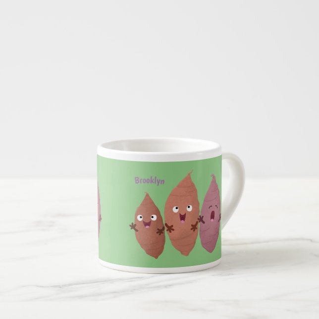 Cute singing sweet potatoes cartoon vegetables  espressotasse (Vorderseite Rechts)