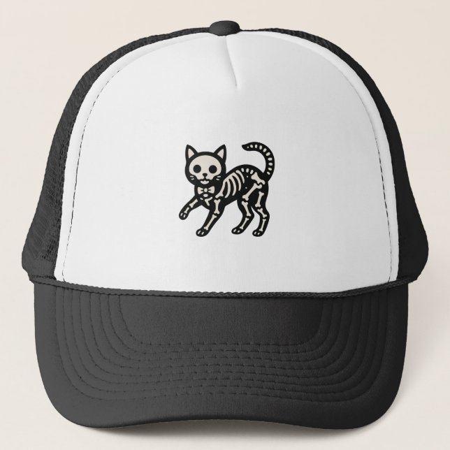 Cute Skeleton Cat Truckerkappe (Vorderseite)