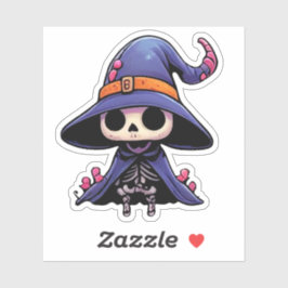 Cute Skeleton Witch - Halloween Kawaii Aufkleber