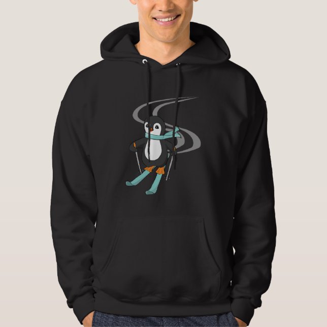 Cute Skiing Penguin Animal   Penguins Hoodie (Vorderseite)