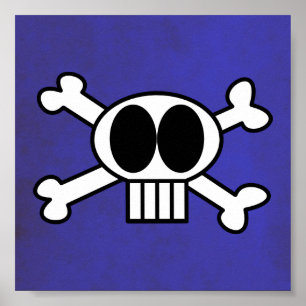 Cute Skull and Crossbones with Big Black Eyes Poster