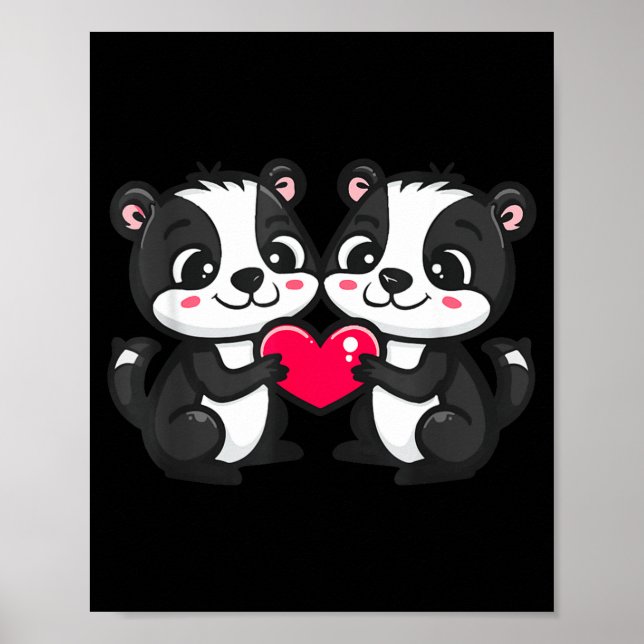 Cute Skunk In Love Couple Heart _ Valentines Day  Poster (Vorne)