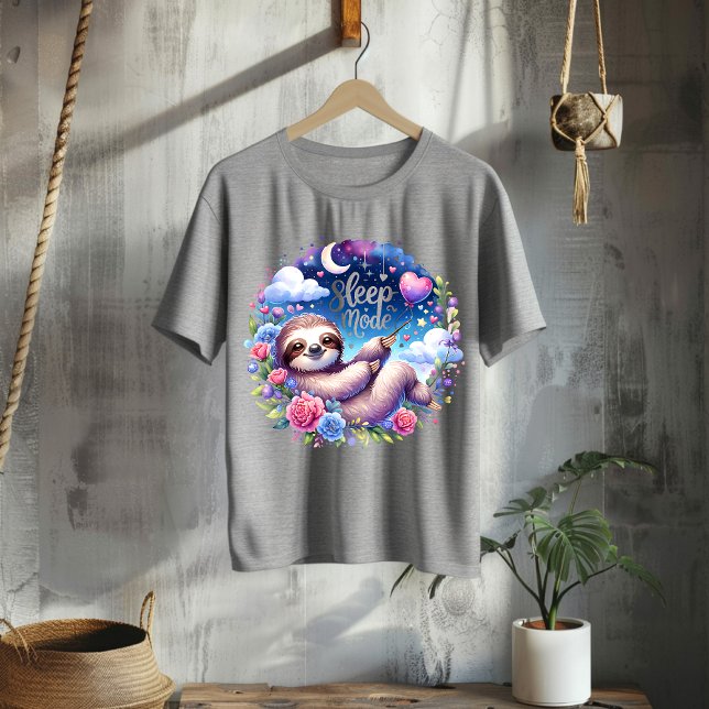 Cute Sleep Mode Sloth Night Sky T-Shirt (Von Creator hochgeladen)