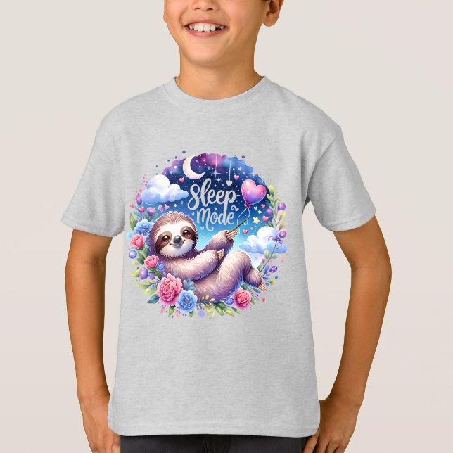 Cute Sleep Mode Sloth Night Sky T-Shirt (Vorderseite)