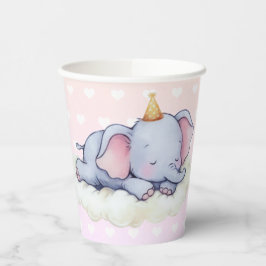 Cute Sleeping Baby Elephant Baby Shower Paper Cups Pappbecher